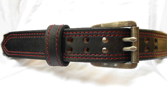 Royal blue leather belt with gun metal roller buckle